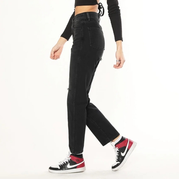 REVICE Ex-Boyfriend Ripped High Waisted Straight Leg Jean Black SZ 24 NWT - Picture 14 of 14